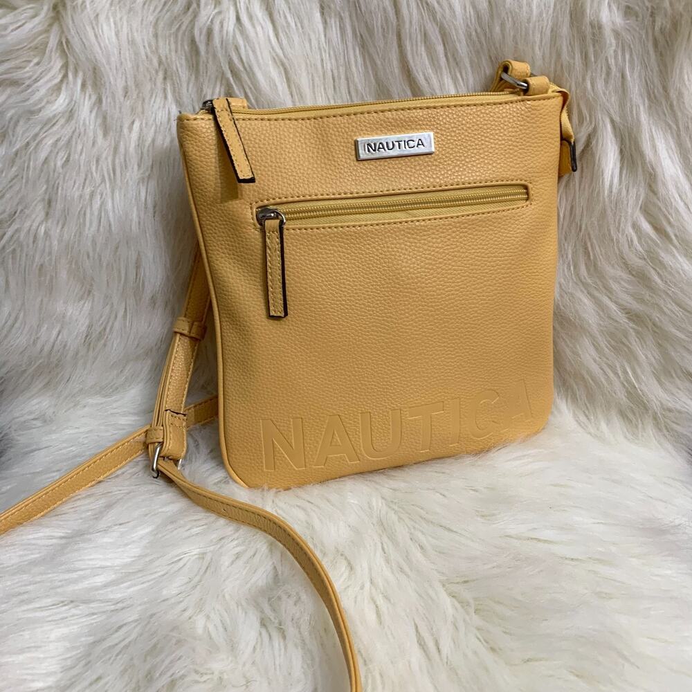 NAUTICA Butter Yellow Faux Leather N/S File Crossbody Swing Pack